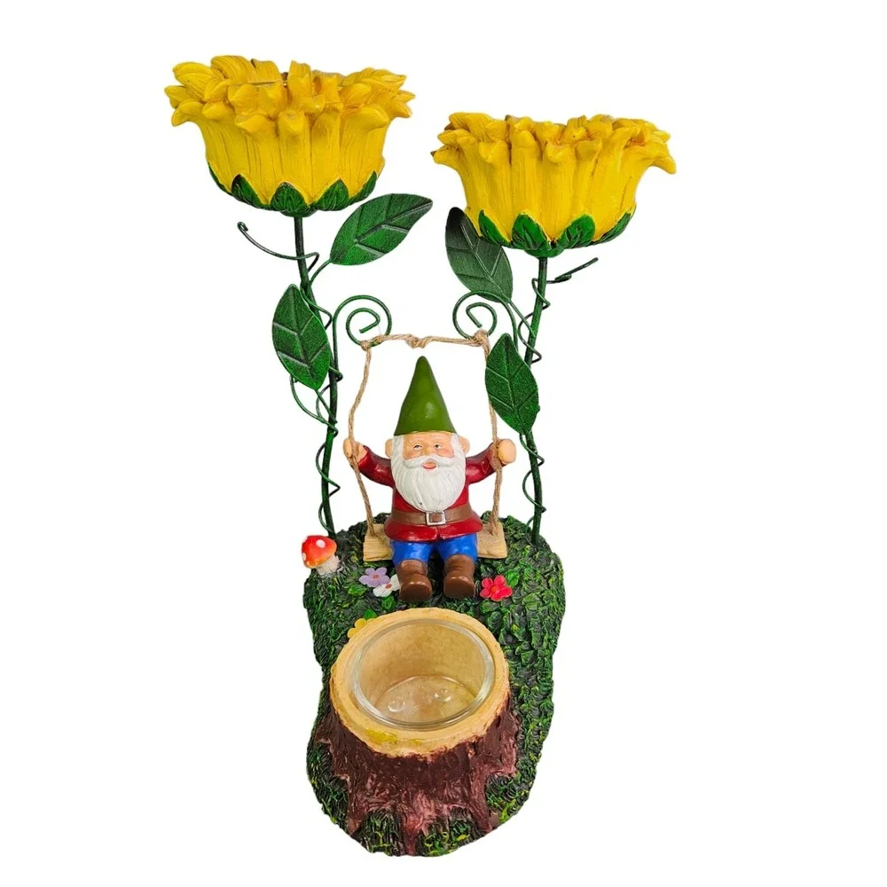 Yankee Candle‎ Gnome Swing Sunflower Tea Light Candle Holder Home Decor READ